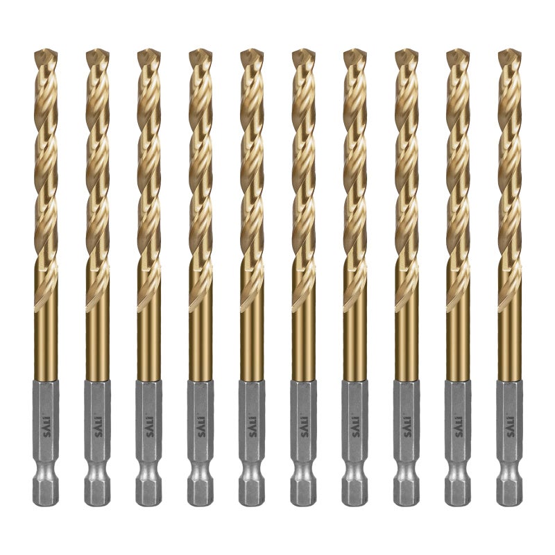 SALI Cobalt Drill Bit Set,10 Pack 1/4 Inch High Speed Steel Hex Shank Jobber Drill Bits, for Hardwood, Aluminum,Metal,Copper,Alloyed Steel - Image 1
